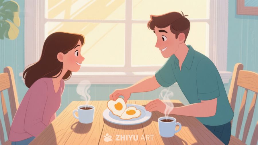 温馨早餐时光：情侣共进早餐 494
