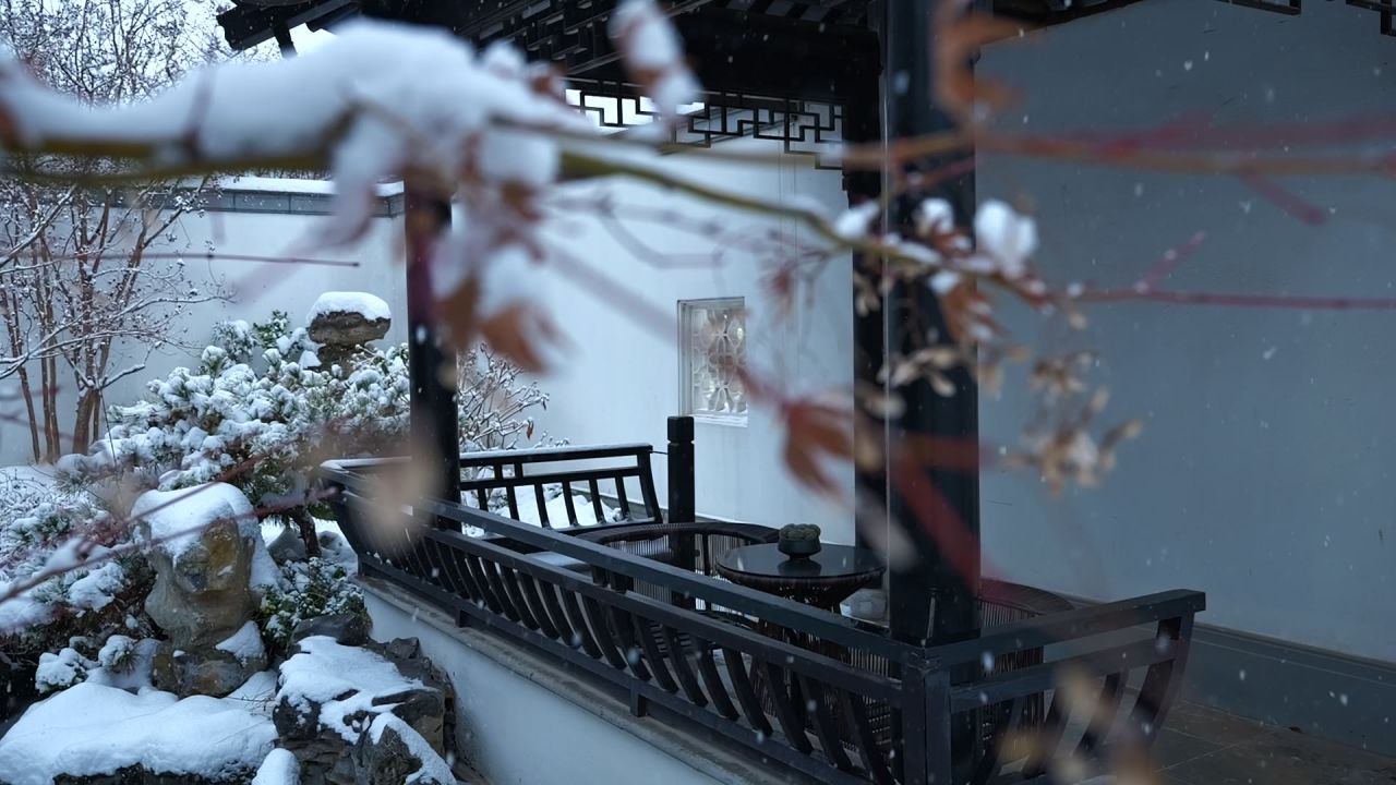 中式园林雪景 园林雪景 江南雪景 19