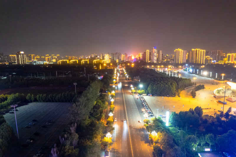 河北沧州城市风光地标建筑航拍图 