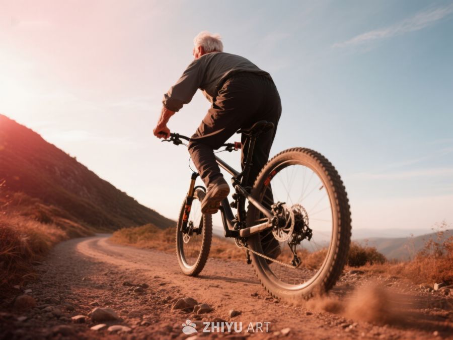山地骑行，夕阳下的户外运动 748