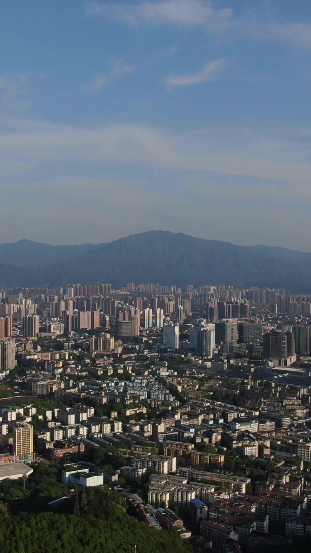 城市航拍湖南怀化城市全景