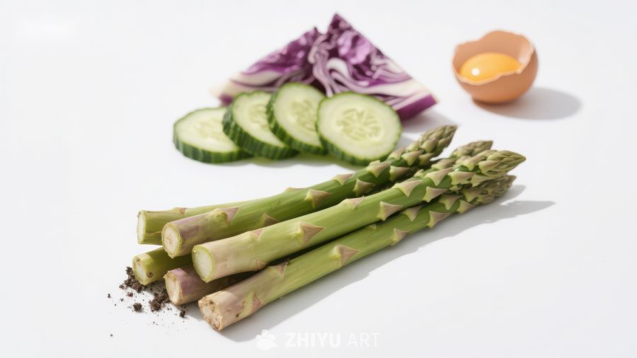 新鲜蔬菜与鸡蛋的组合