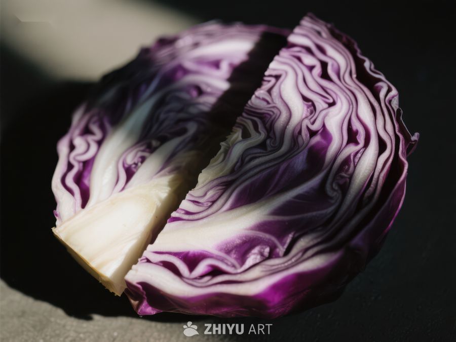 切开的紫甘蓝，展示层次纹理 287