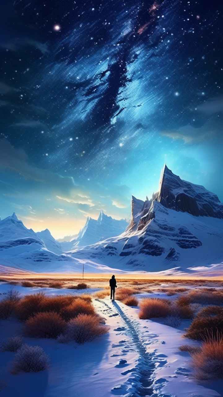 仙境广角冬日沙漠插画雪景 40