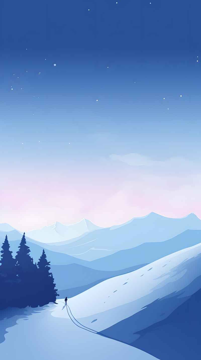 冬季唯美雪景创业插画 11