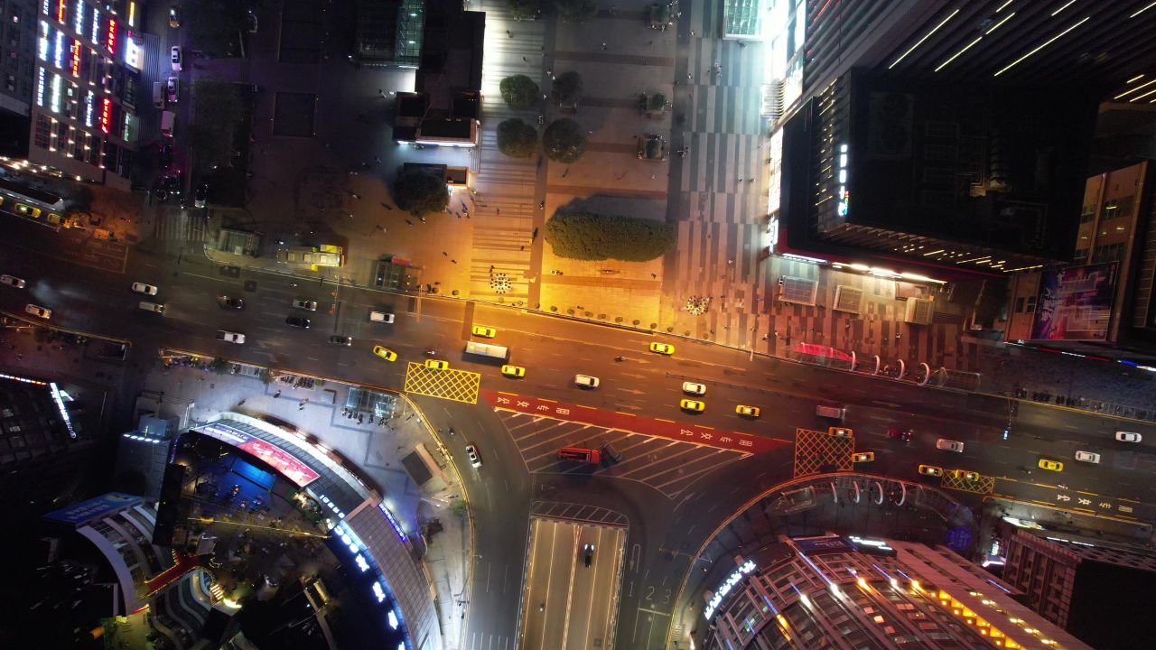 重庆观音桥步行街夜景航拍