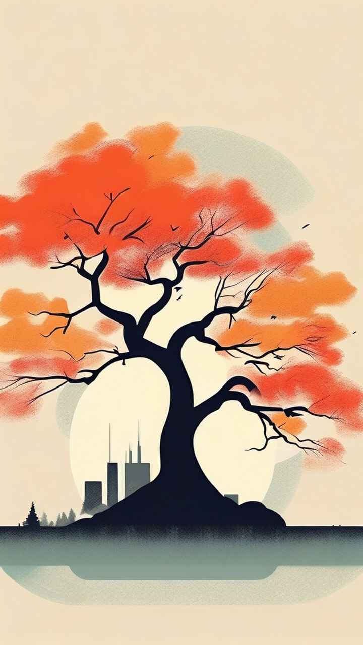 一幅画画着树极简主义 90