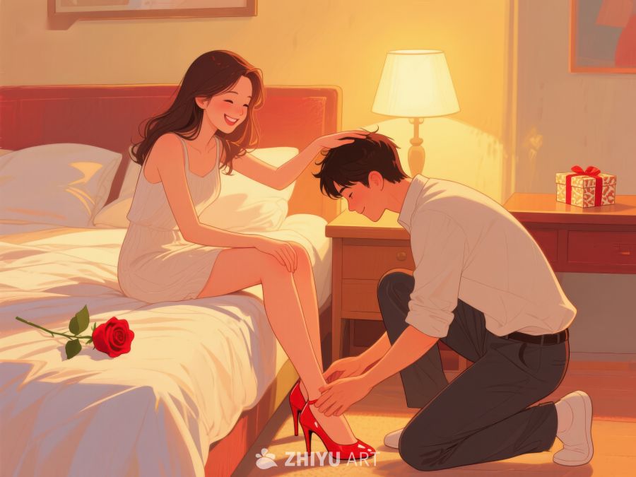 温馨时刻：男子为女子穿鞋 783