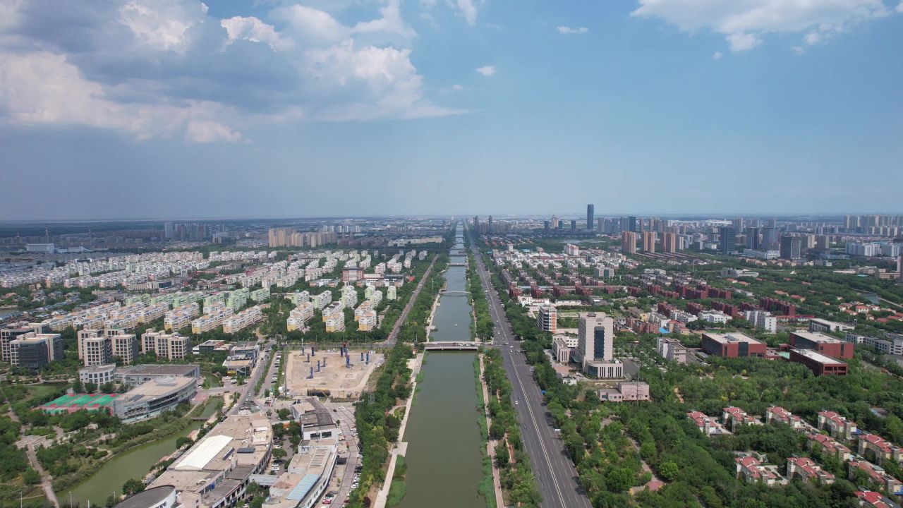 山东东营城市风光航拍  