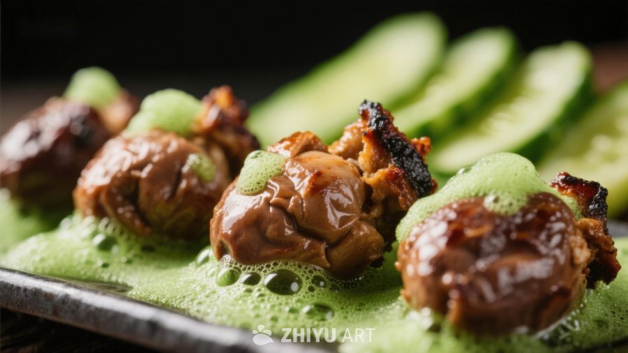 酱汁肉丸配青色酱料