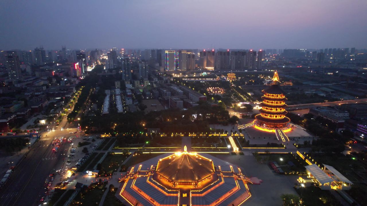 河南洛阳城市风光旅游景区航拍 