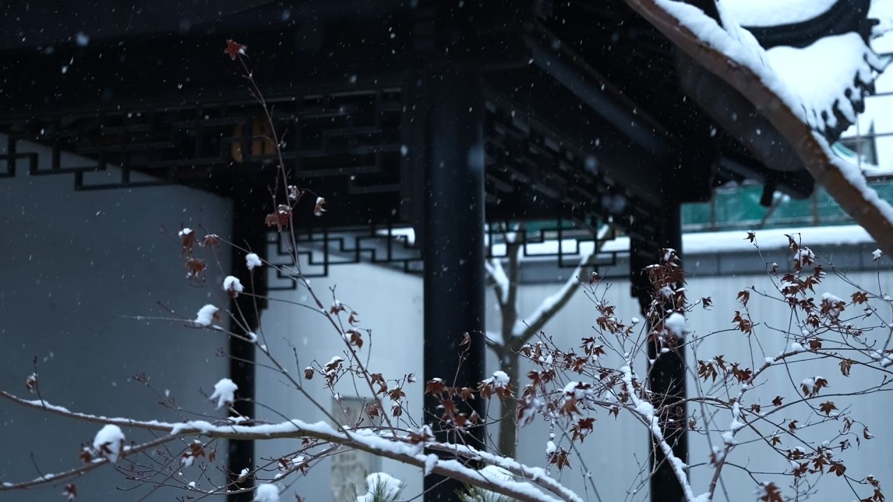 中式园林雪景 园林雪景 江南雪景 23