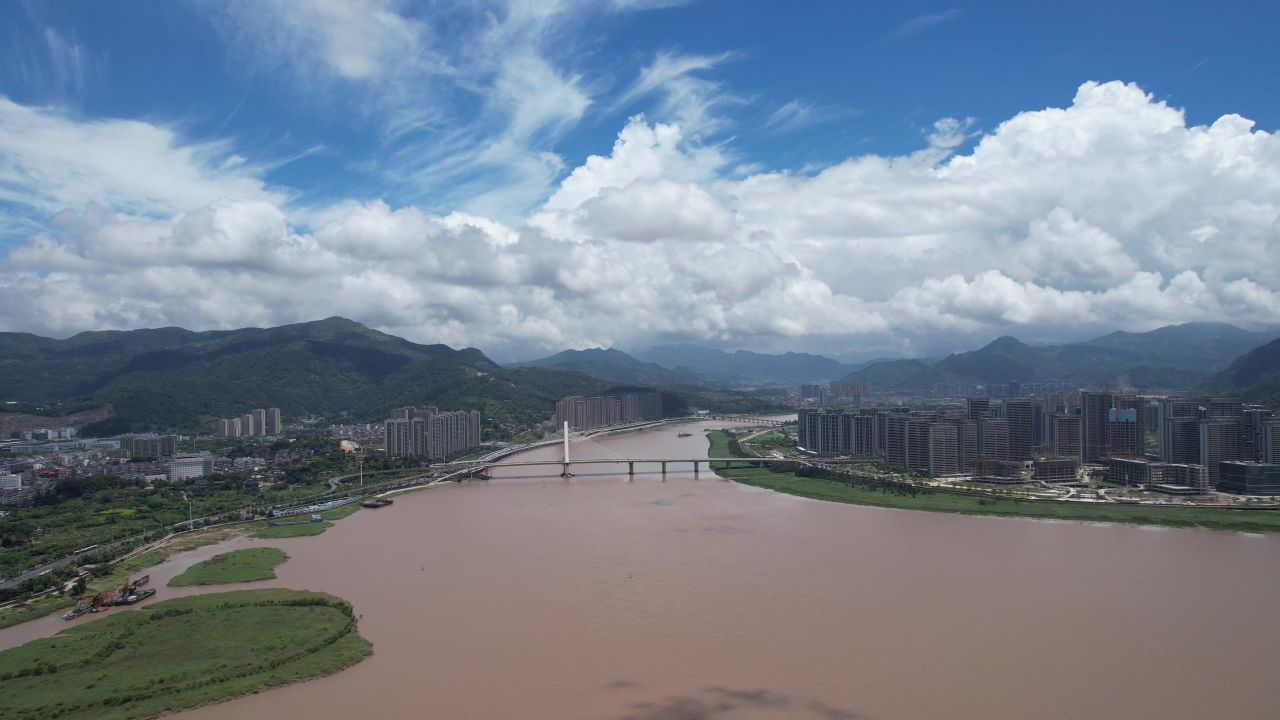 浙江温州城市风光航拍 