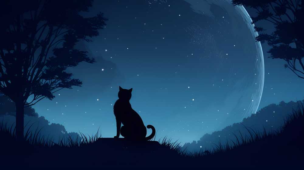 夜色下猫猫插画