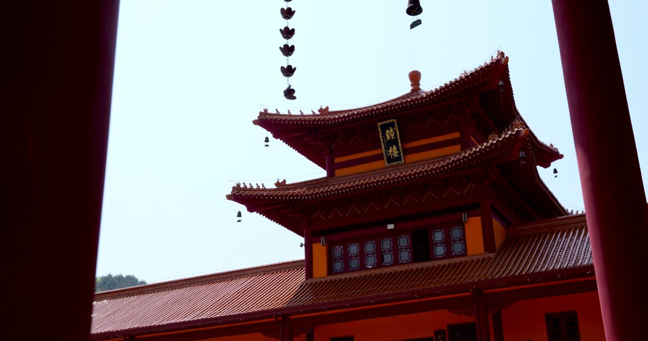 湖南长沙洗心禅寺古典建筑寺庙实拍视频