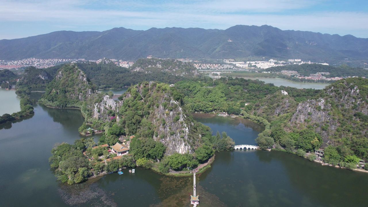 广东肇庆城市风光旅游景区航拍 
