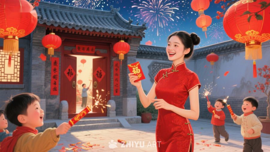 新春佳节，家庭欢聚庆祝 995