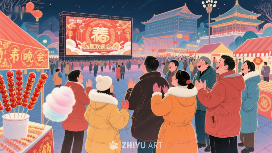 热闹夜市欢庆春节 829