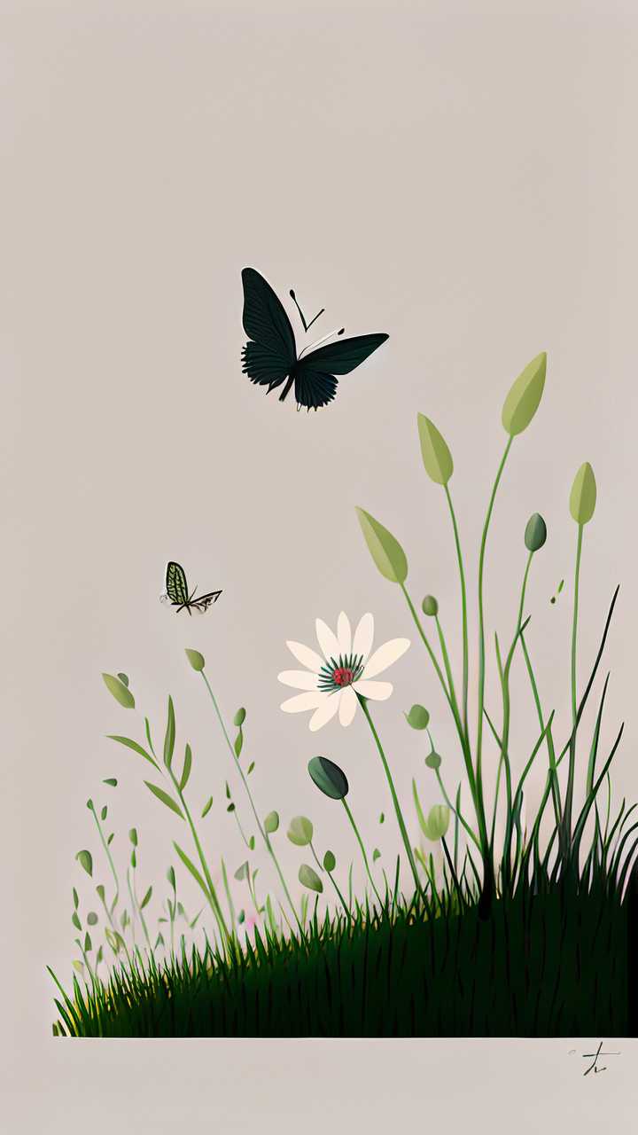 蝴蝶小花插画