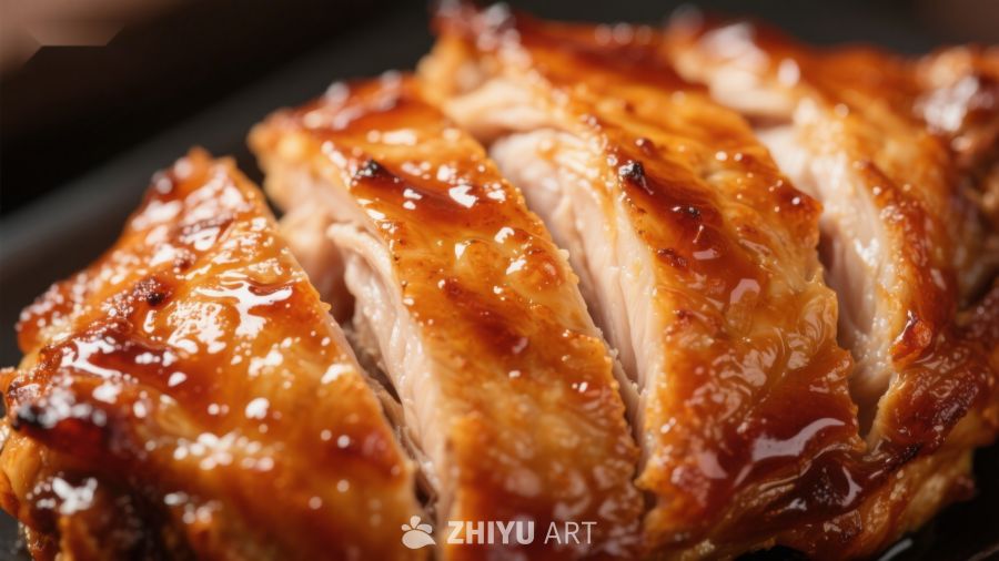 美味烤鸡，色泽诱人
