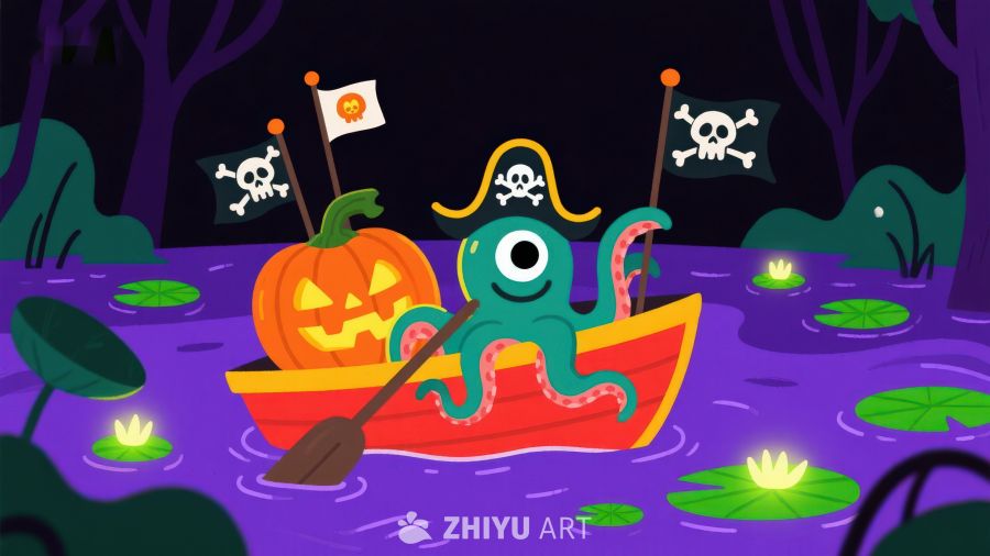 万圣节南瓜与章鱼的海盗冒险