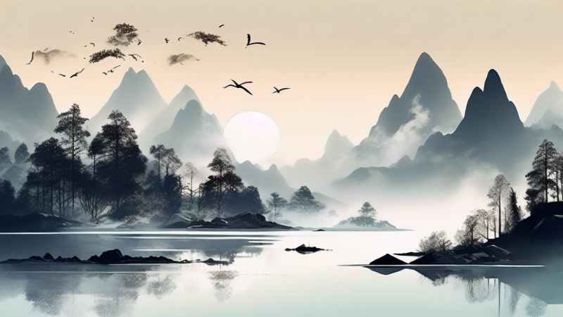 国潮山水插画风景图 16