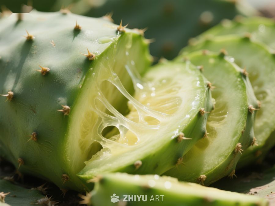 切开的仙人掌果实，展示内部结构 277