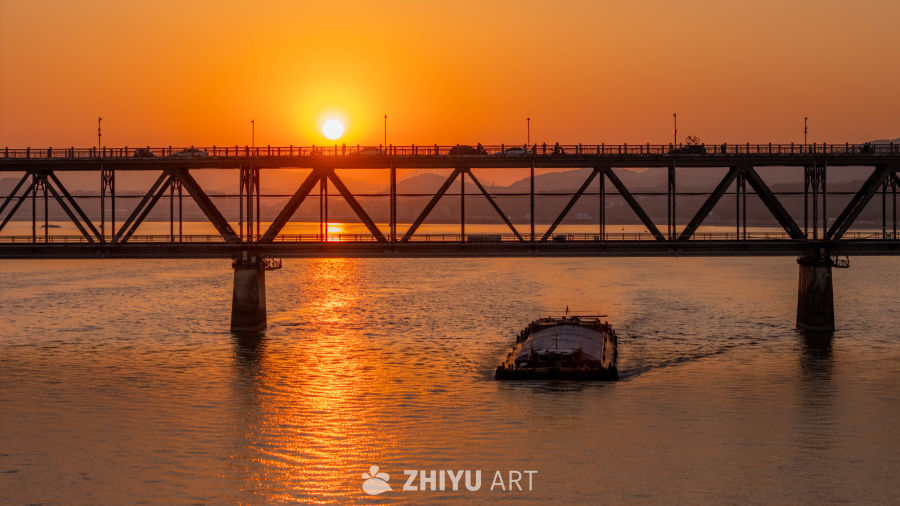 钱塘江大桥日落