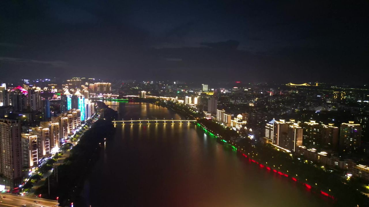航拍江西赣州城市风光章江大桥