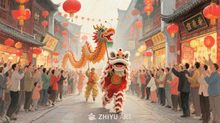 热闹街头舞龙舞狮迎新春 85