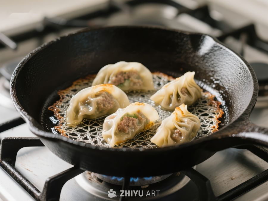 锅中煎制的美味饺子 269