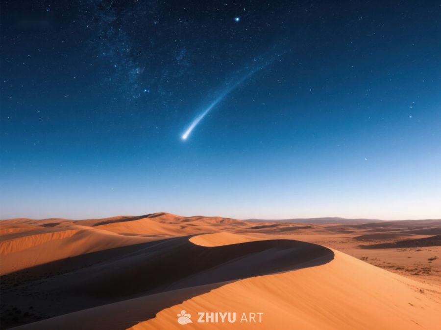 沙漠夜空下的彗星轨迹 105