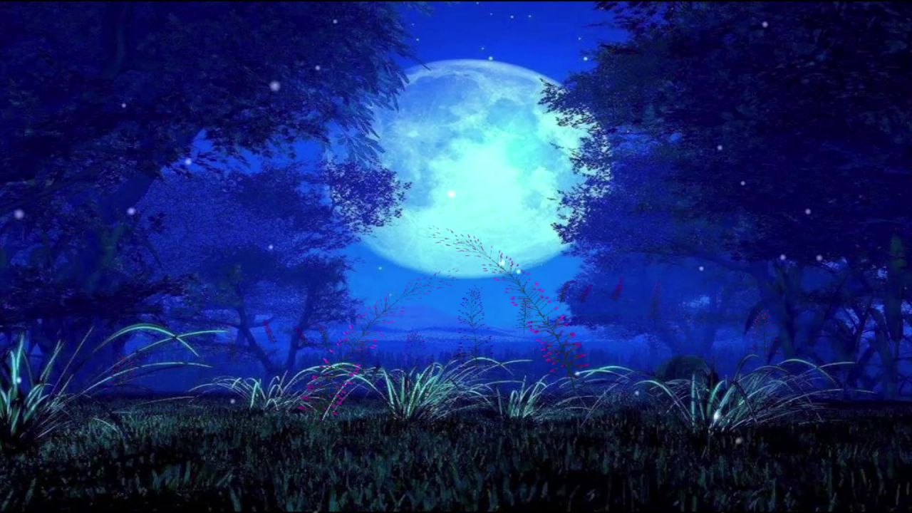 唯美大海上升月亮白月光蓝色夜空圆月明月大屏幕舞台LED视频  57
