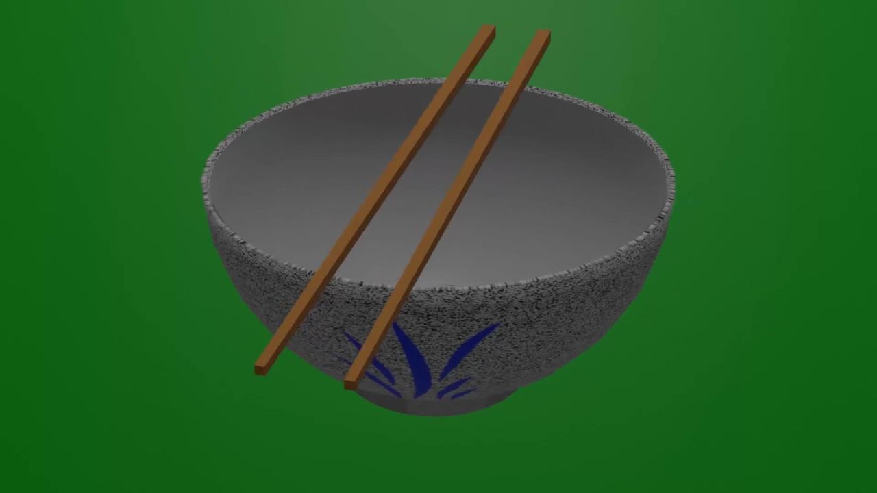 无限无缝循环3D碗筷旋转动画绿屏抠像