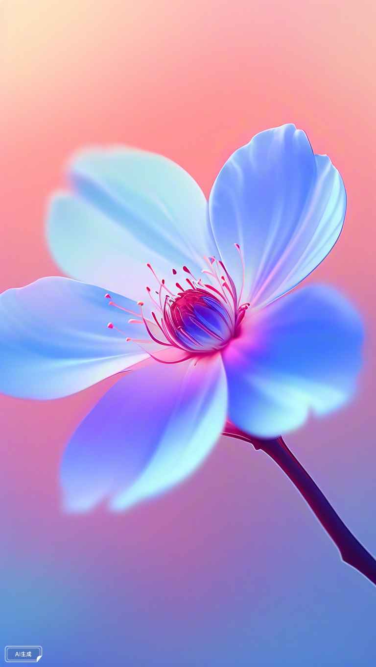 一朵唯美的桃花渐变色 1