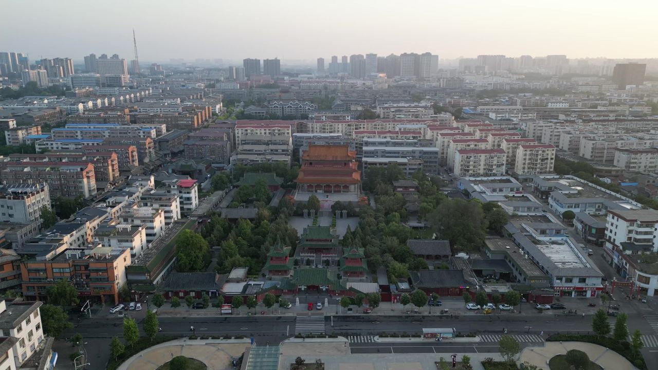  航拍许昌曹魏古城春秋楼文庙遗址