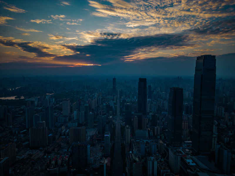 航拍 湖南 长沙 城市 夜景 长沙建设
