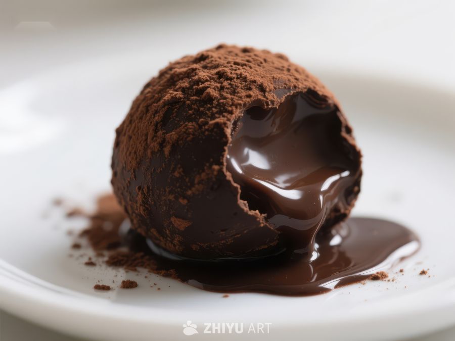 巧克力甘纳许球，外层撒可可粉