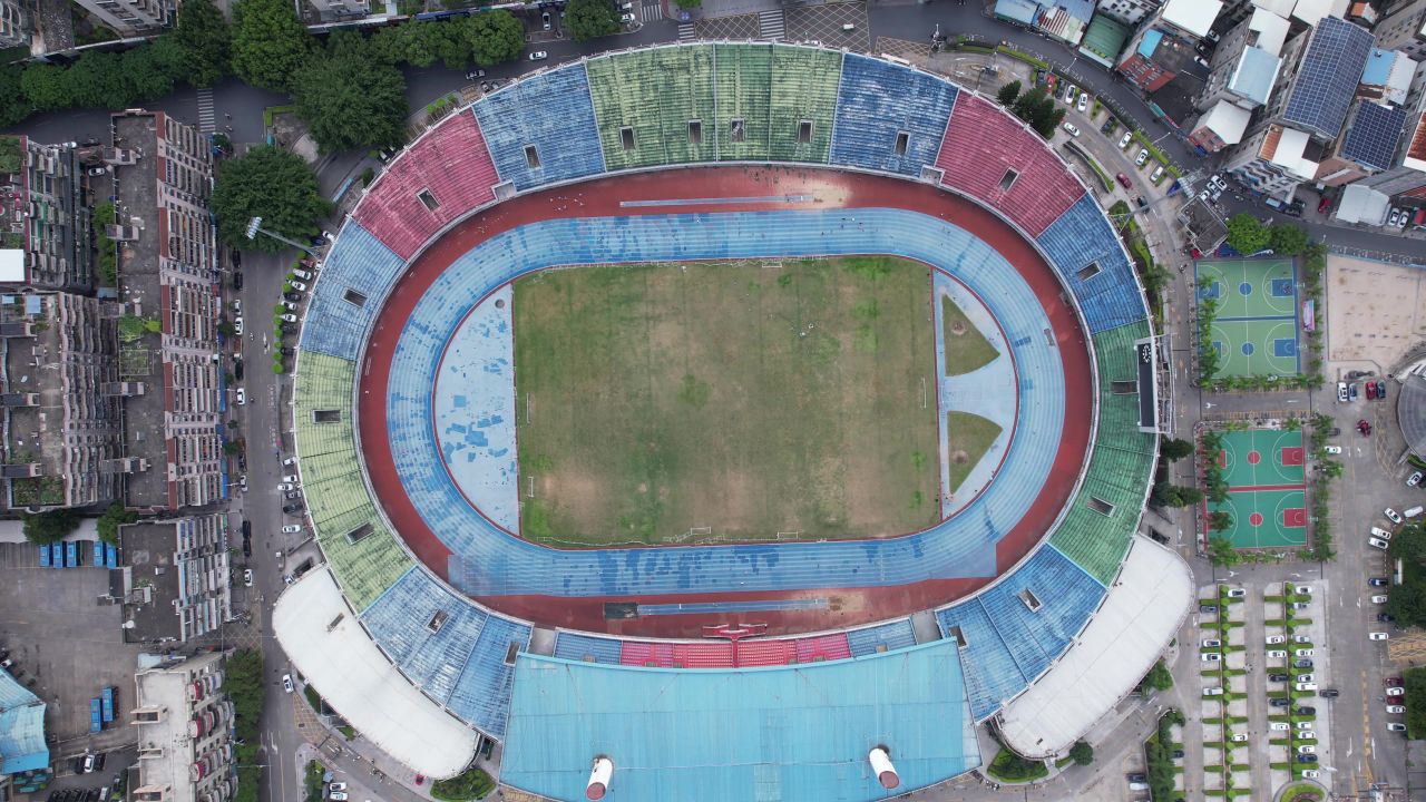 福建龙岩体育中心体育馆航拍
