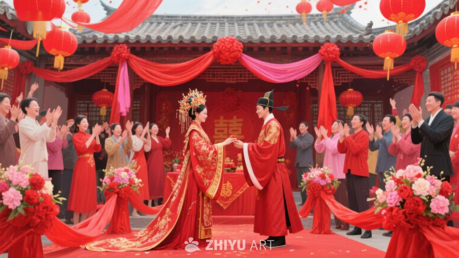 传统婚礼仪式，新人在宾客见证下结缘 51