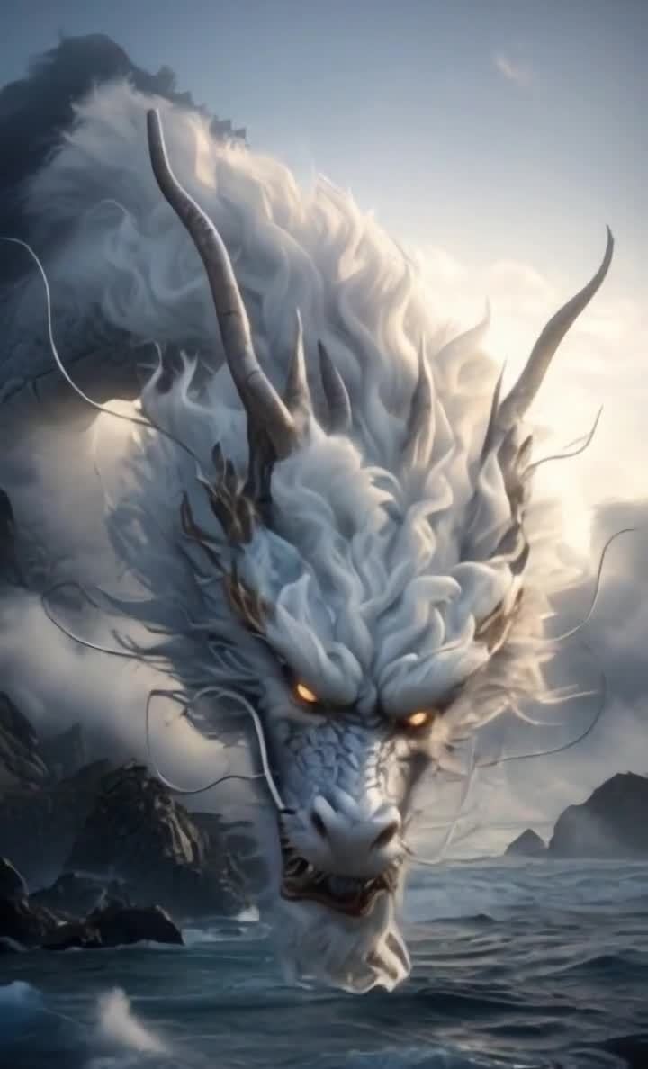 巨龙现身海面，渺小人类面对滔天巨浪