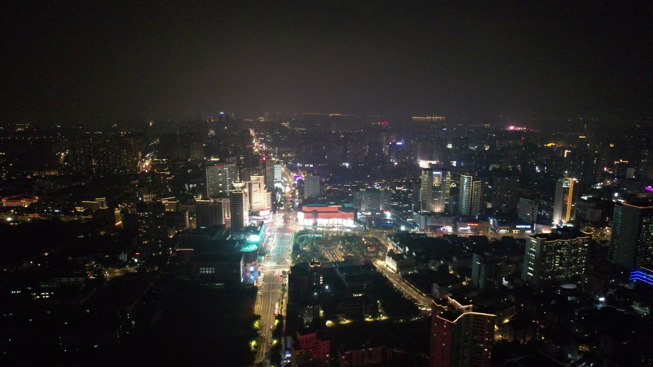 江苏常州城市夜景灯光航拍