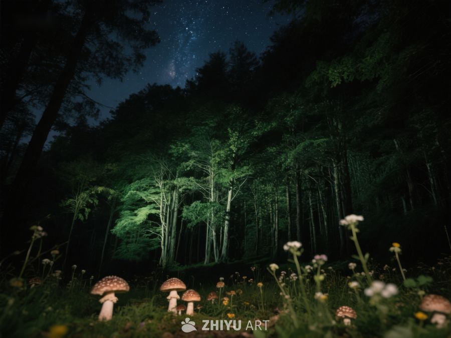 夜空下的森林蘑菇 362