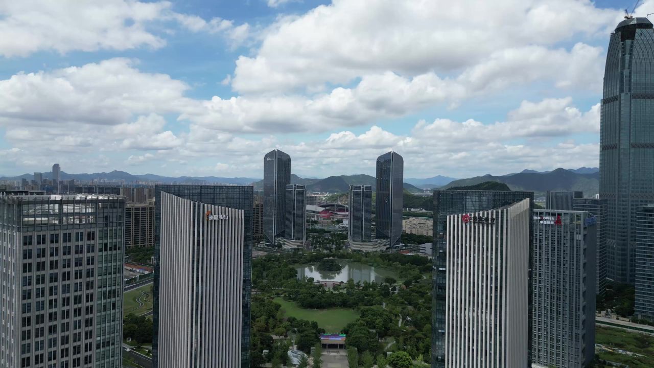 航拍浙江台州城市建设台州风光 