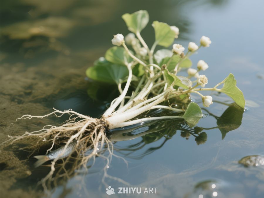 水中漂浮的白色小花植物 380