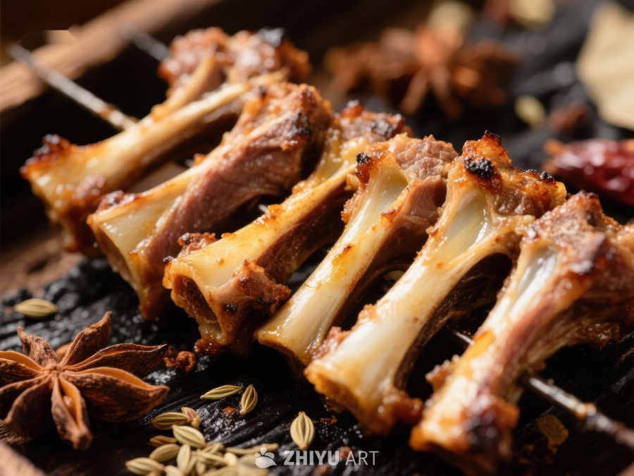 香烤羊排配八角与香料