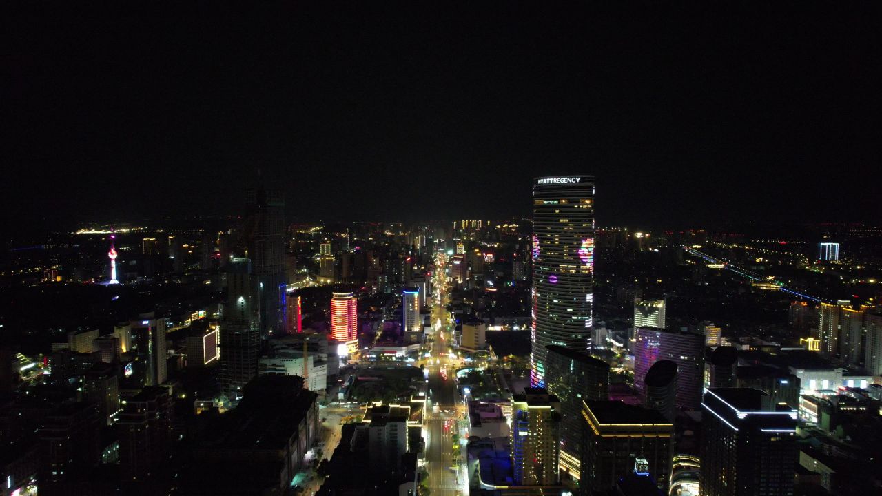 江苏徐州城市夜景灯光航拍