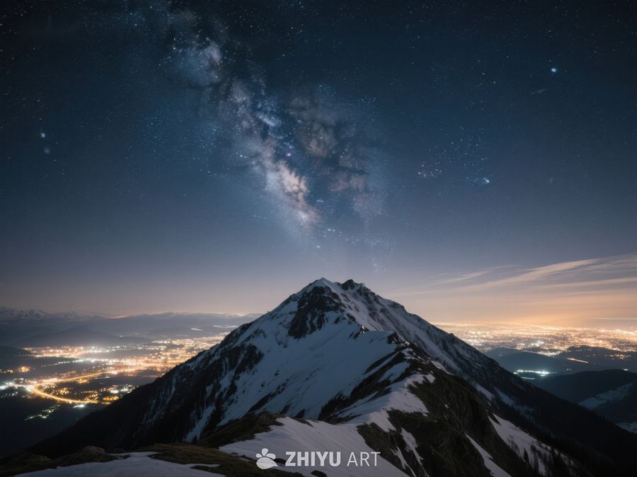 雪山夜景与银河 236