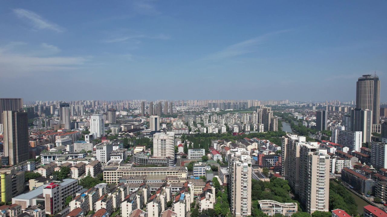 江苏常州城市风光航拍 