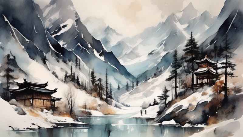 雪山高原冰川插画 48